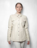 Women Western Lambskin Shirt - Cream