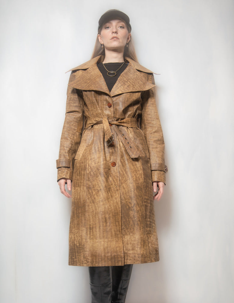 women cowhide trench coat
