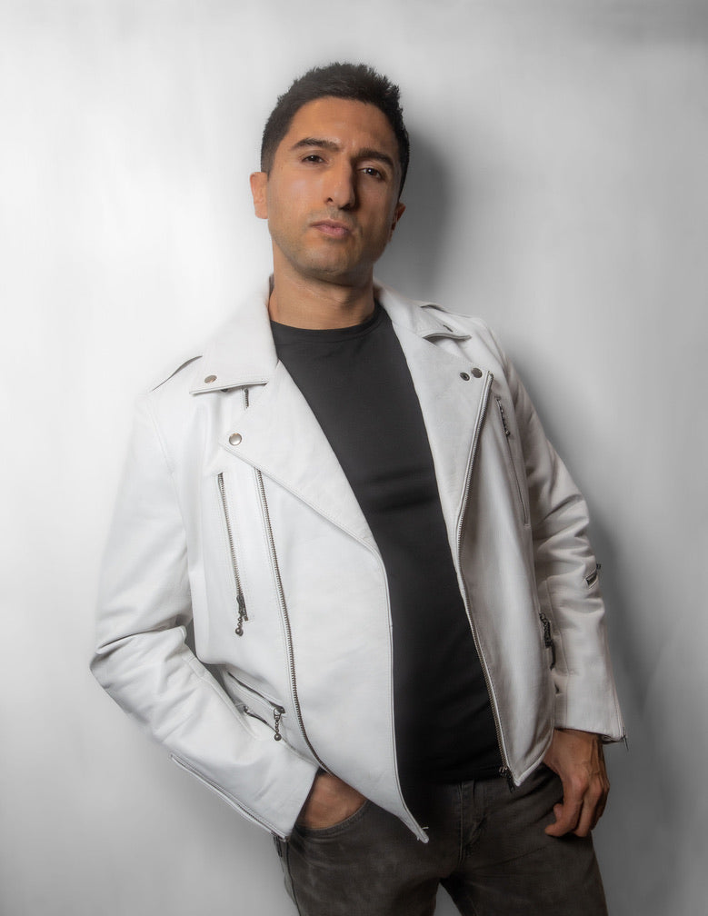 Marlon Brando - Men's White Cowhide Leather Jacket
