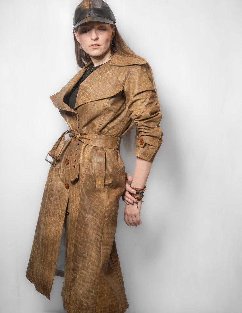 women cowhide trench coat