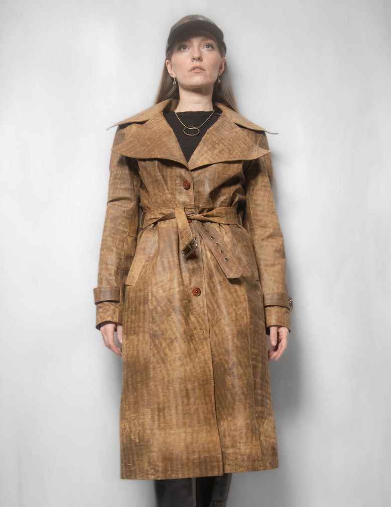 women cowhide trench coat