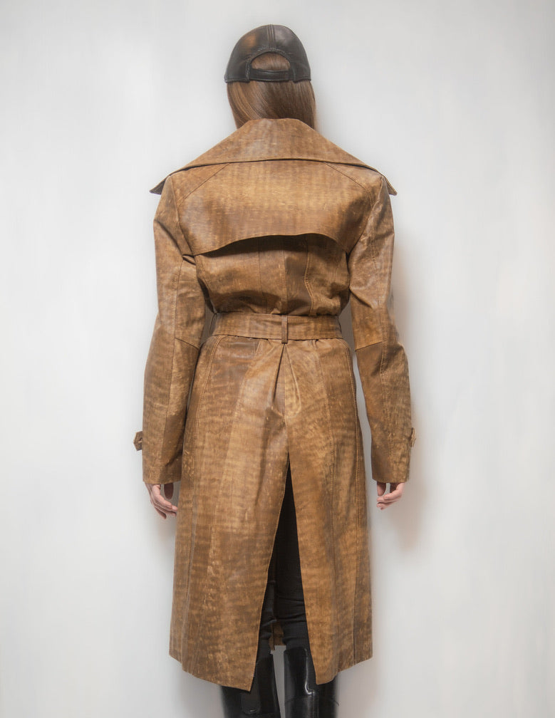 women cowhide trench coat
