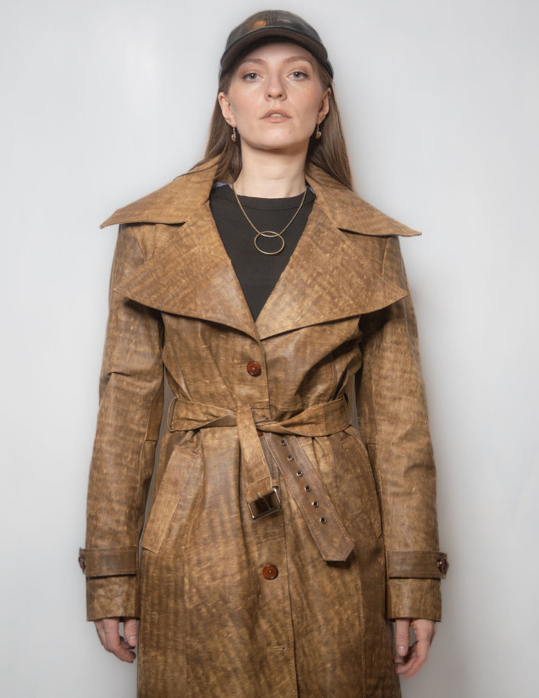 women cowhide trench coat