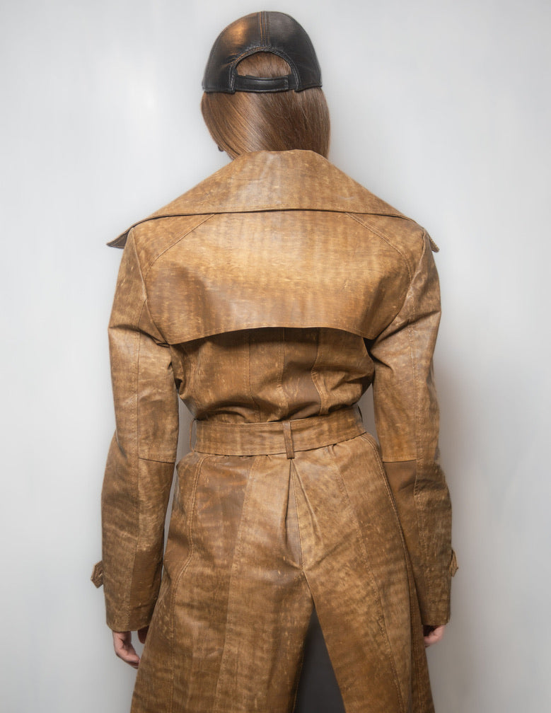 women cowhide trench coat
