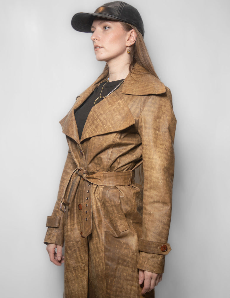 women cowhide trench coat