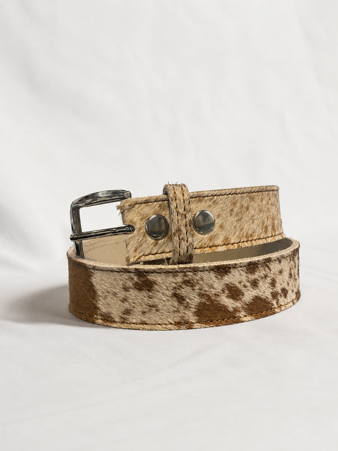 Hair-On Cowhide Belts Black